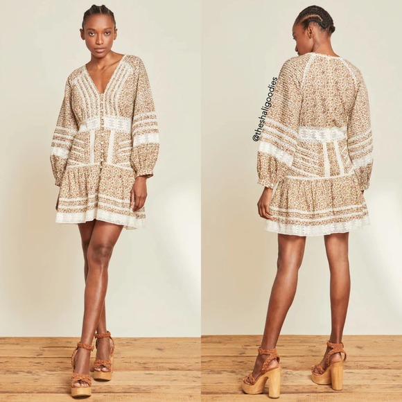 VERONICA BEARD Addilyn Dress Floral Lace Trim Mini - Picture 4 of 10